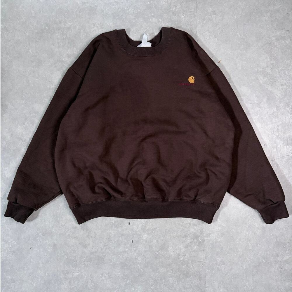 90's Vintage Carhartt Waffle Lined Brown Crewneck - XL